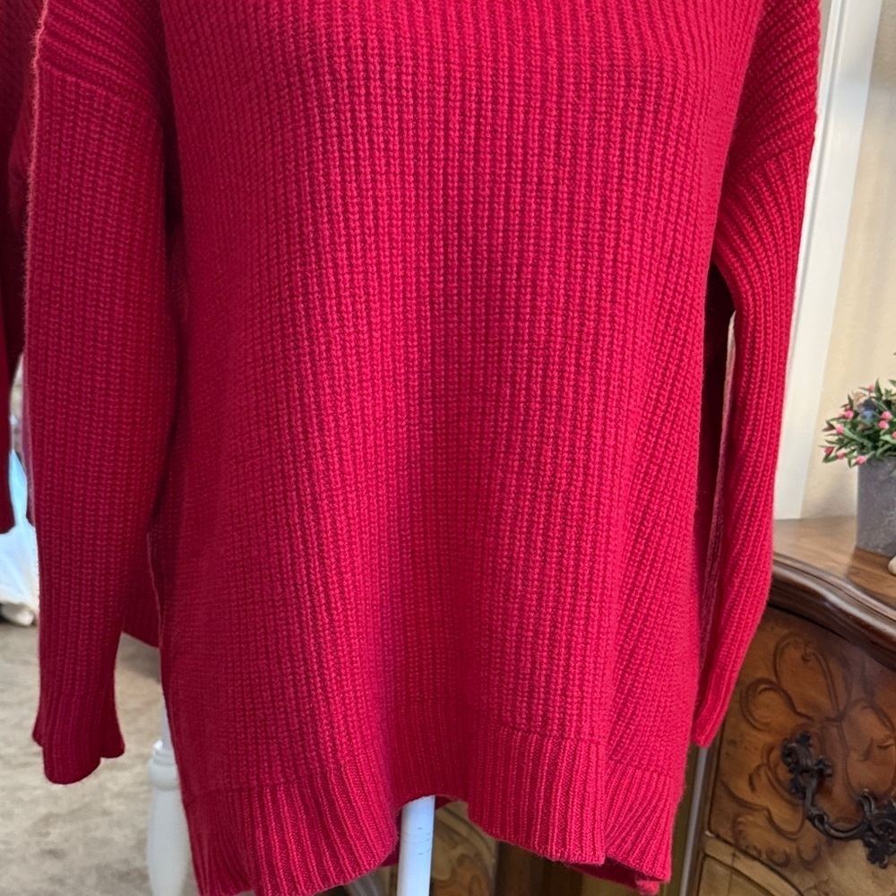 Eileen Fisher Ribbed Sweater, Recycled Cashmere-Size Large-Rich Red - Picture 8 of 12